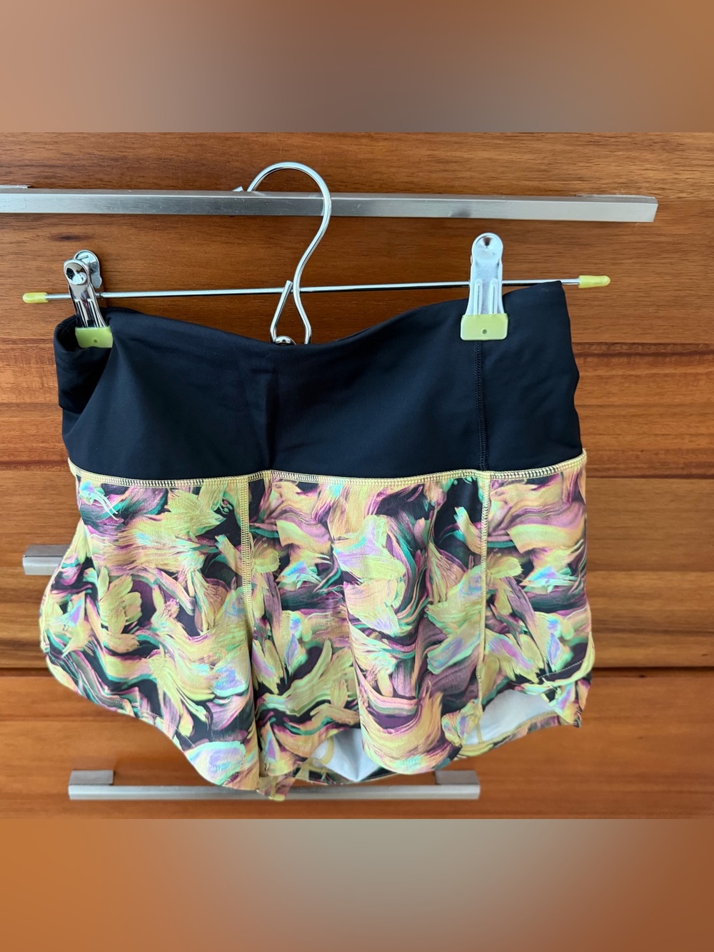 lululemon athletica Black Waistband Multicolor Swirl Athletic Shorts